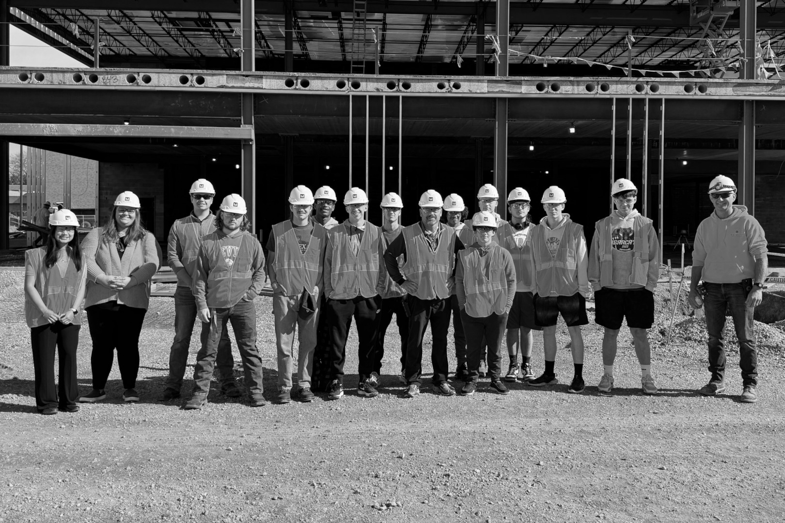 High school students at a construction site job shadow